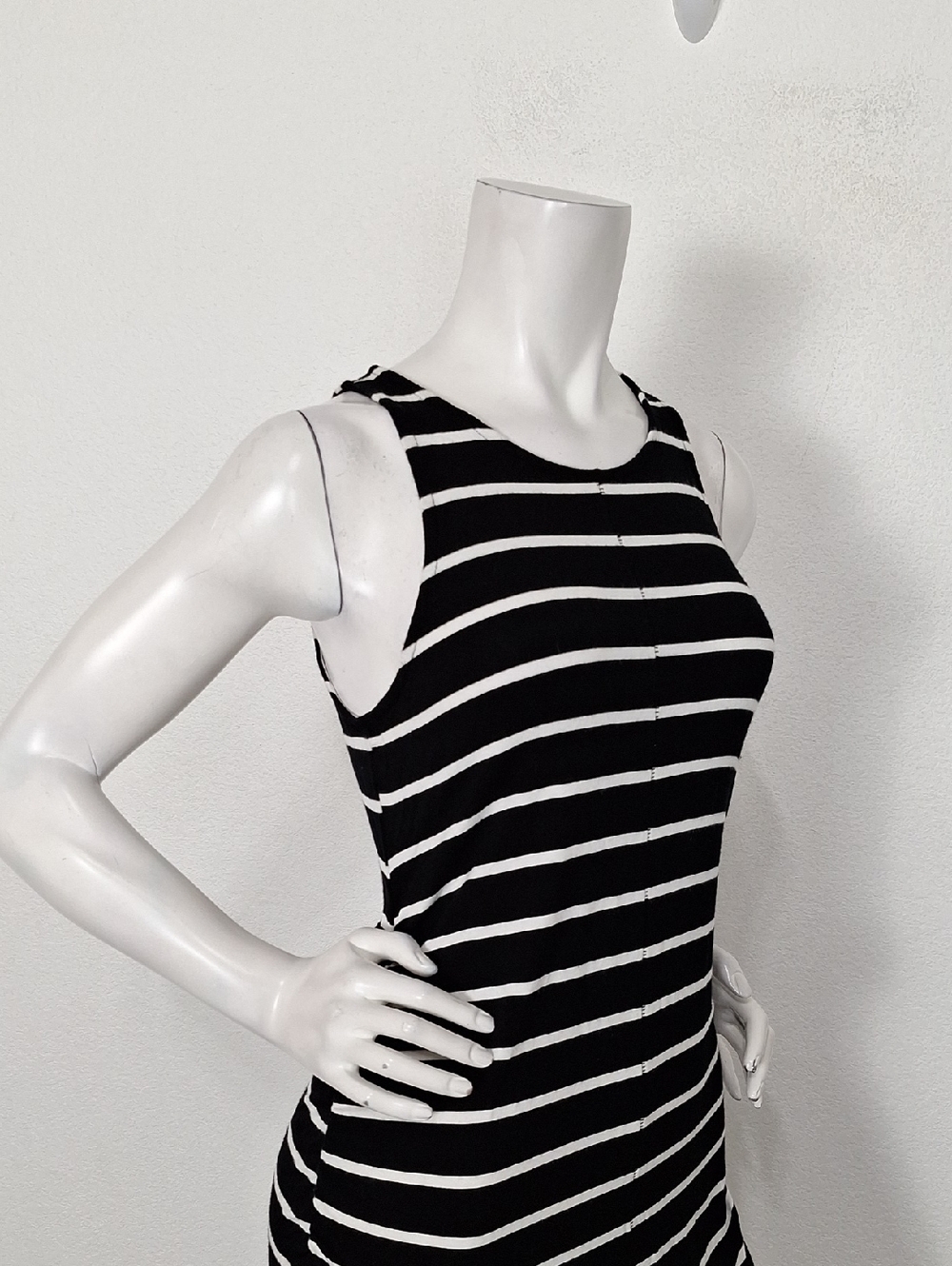 Liz Lange Maternity Black White Striped Boho Feminine High Low Midi Dress Size S - Picture 5 of 12
